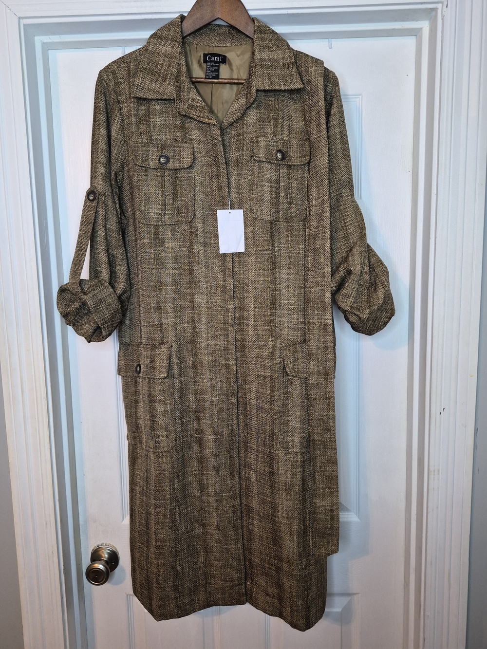 Cami Tweed Long Sleeve Brown Coat Jacket Size 18